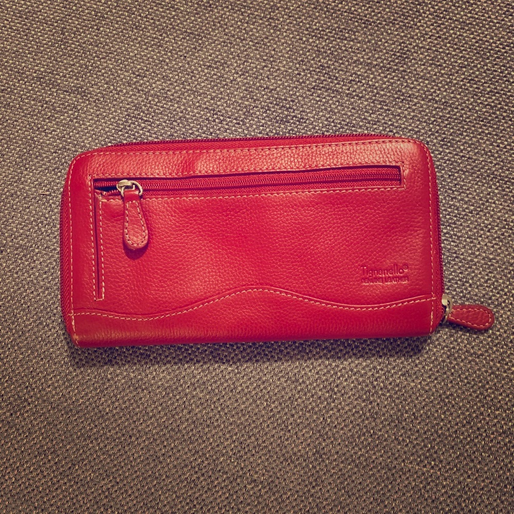 Tignanello red leather wallet. Never used.